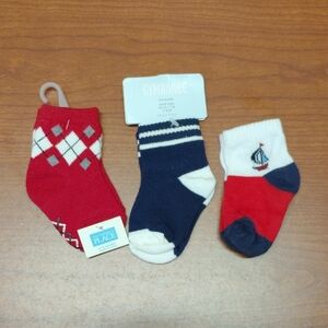 Gymboree and The Children's Place Nautical Baby Socks Set 3-6 / 3-12 Mo